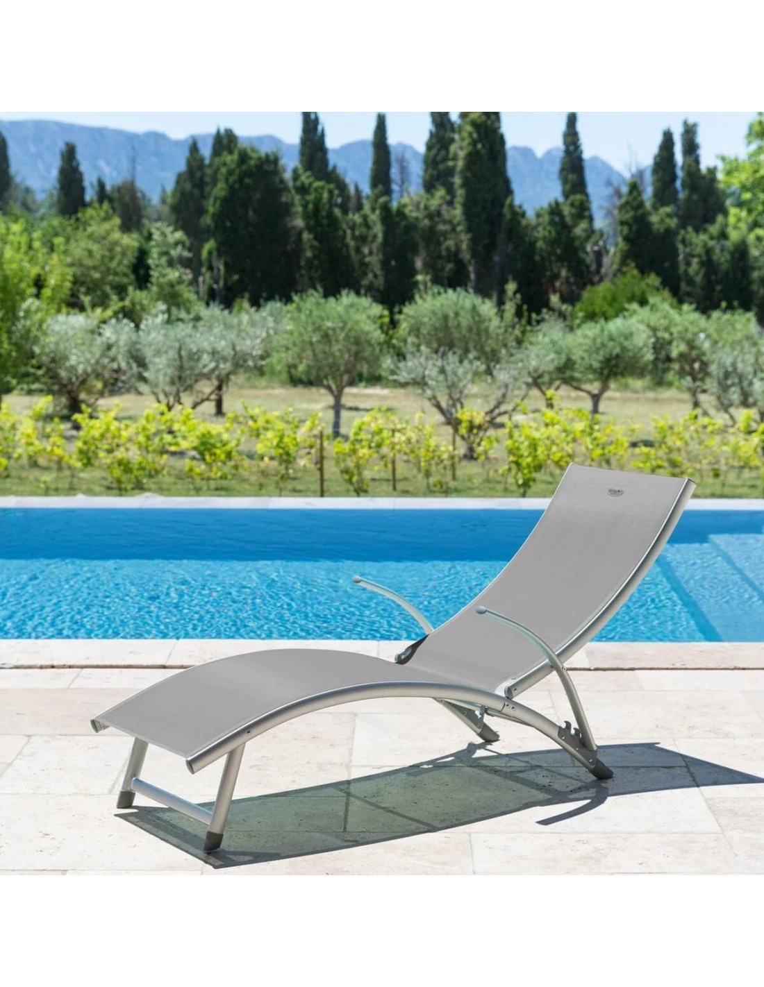 Transat Pliant Samba - 4 Positions - Aluminium Anodisé - Taupe 1 Transat Pliant Samba - 4 Positions - Aluminium Anodisé - Taupe