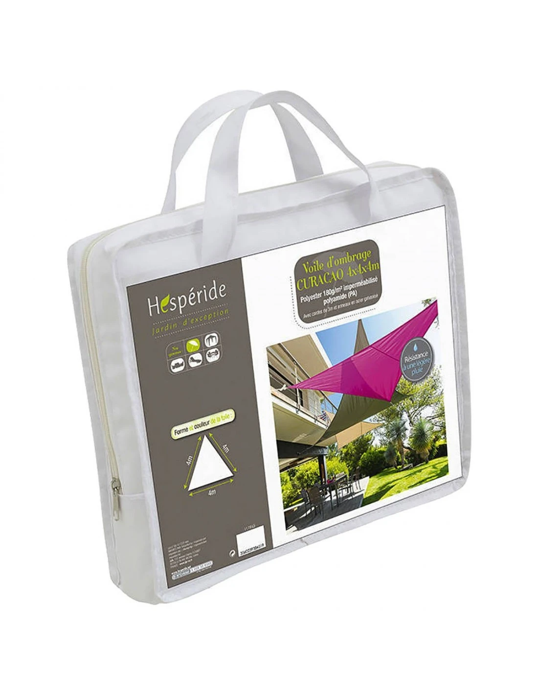 Voile D'ombrage Curacao Triangulaire 4 X 4 X 4 M - Blanc 3 Voile D'ombrage Curacao Triangulaire 4 X 4 X 4 M - Blanc – Image 3